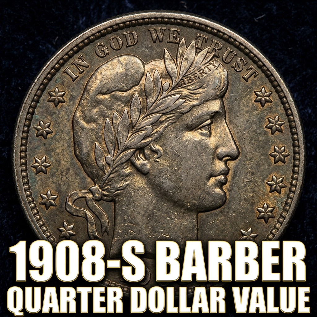 1908-S Barber Quarter Dollar Value and Price Guide for Collectors