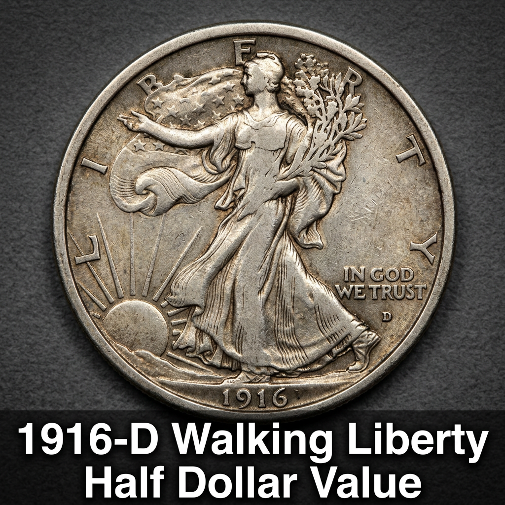 1916 D Walking Liberty Half Dollar Value and Grading Guide for Collectors