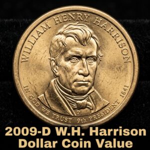 2009 D William Henry Harrison Presidential Dollar Coin Value and Rarity Guide
