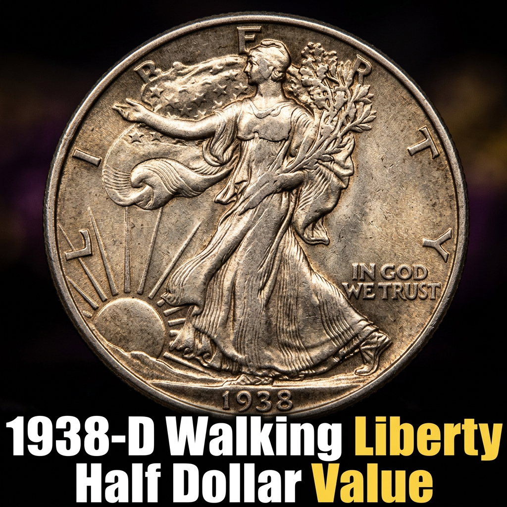 How much is a 1938 D Walking Liberty Half Dollar worth today
